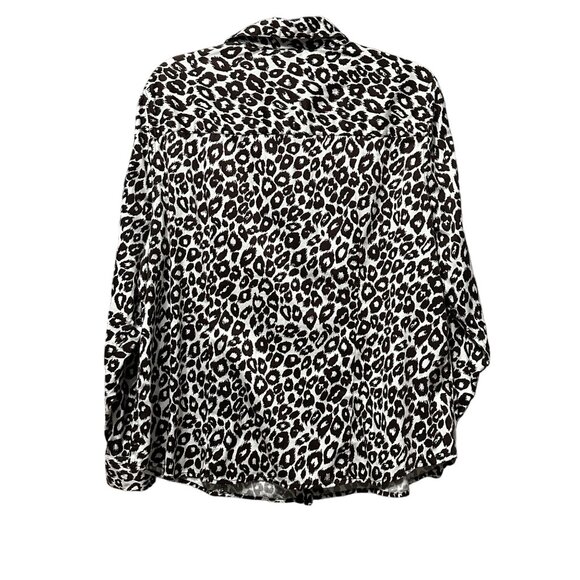 Chico’s size 3 dark brown white animal print button front long sleeve blouse - Picture 3 of 6